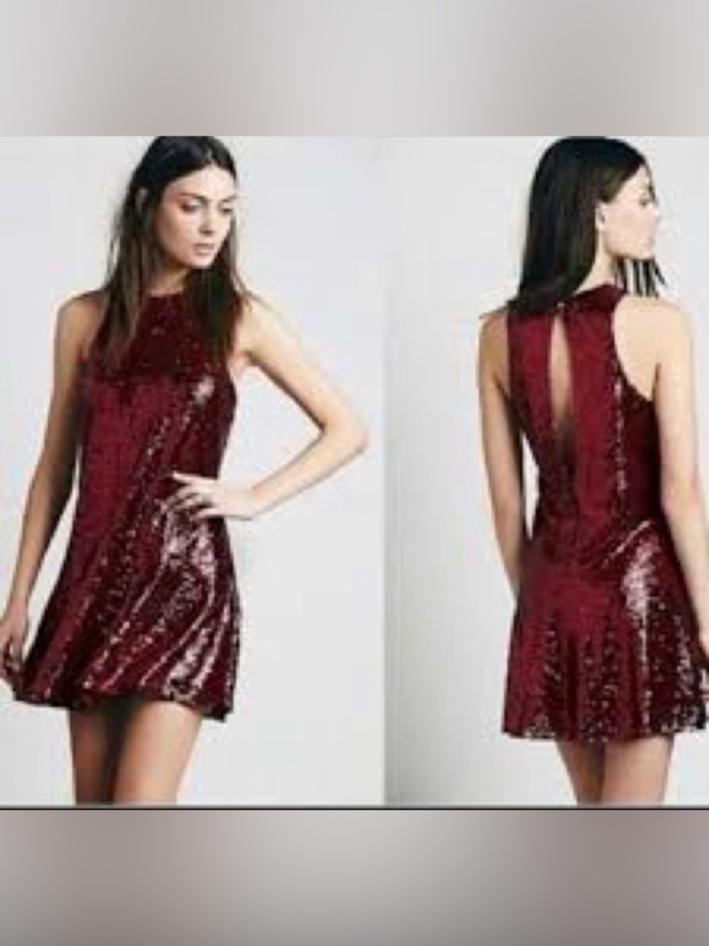 Free People Deep Red Sequin Mini Dress